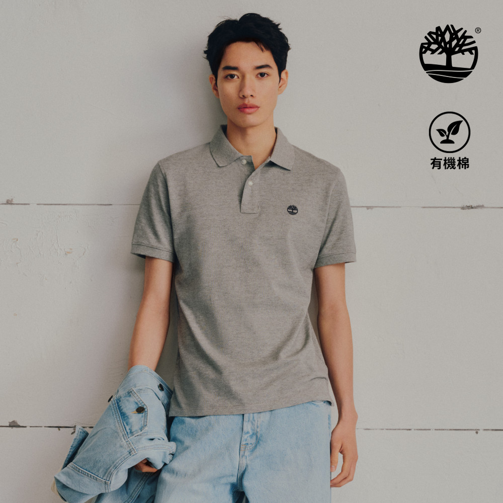 Timberland 男款灰色休閒短袖POLO衫|A6943052
