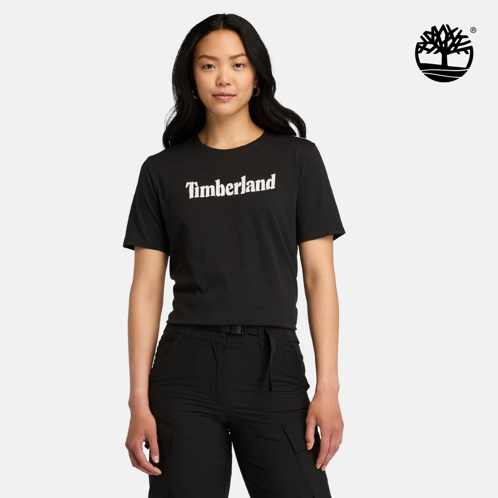 Timberland 女款黑色休閒短袖T恤｜A6AZP001