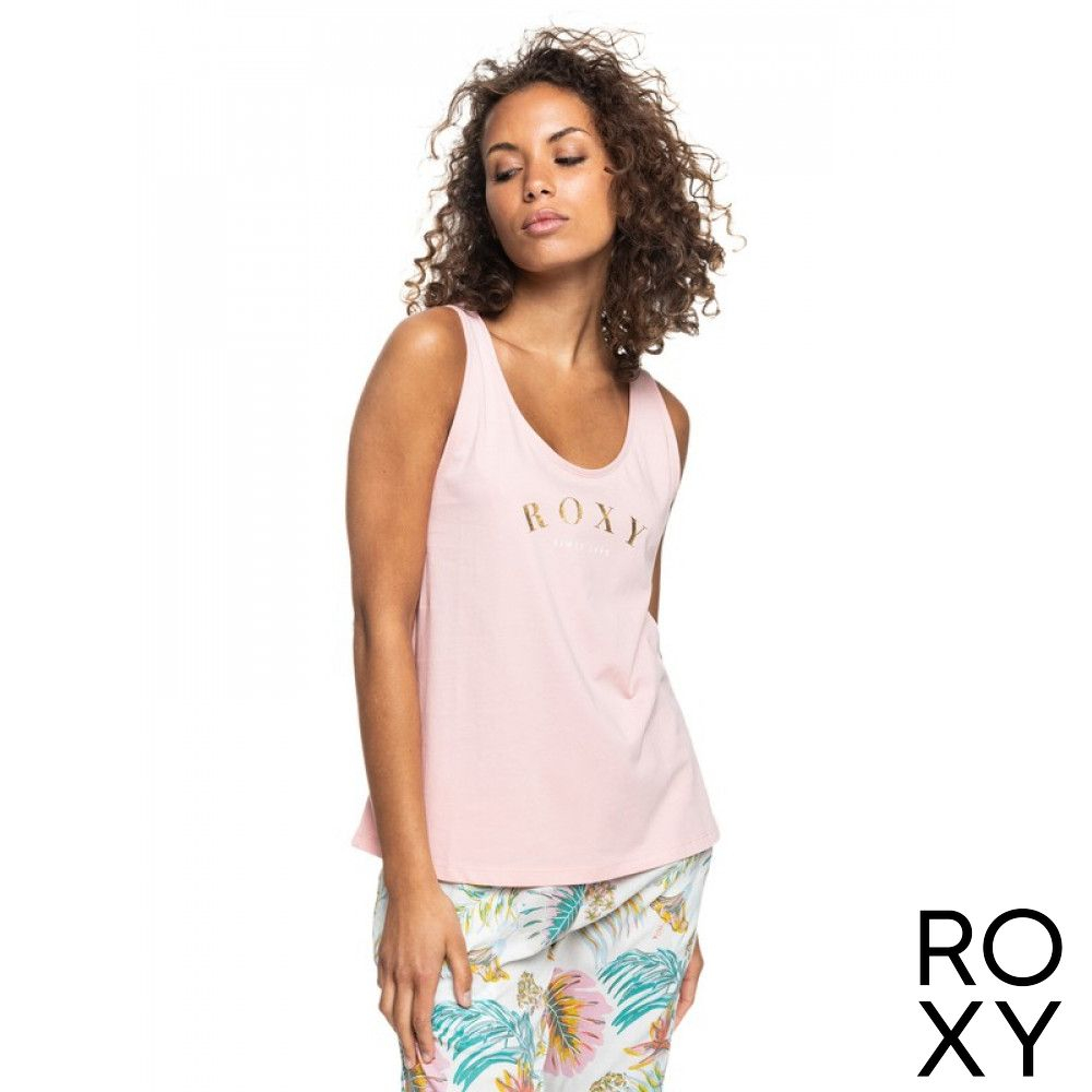 Roxy Closing Party Canotta Donna In Cotone Biologico - Leggera, Taglio Loose, Stampa Frontale