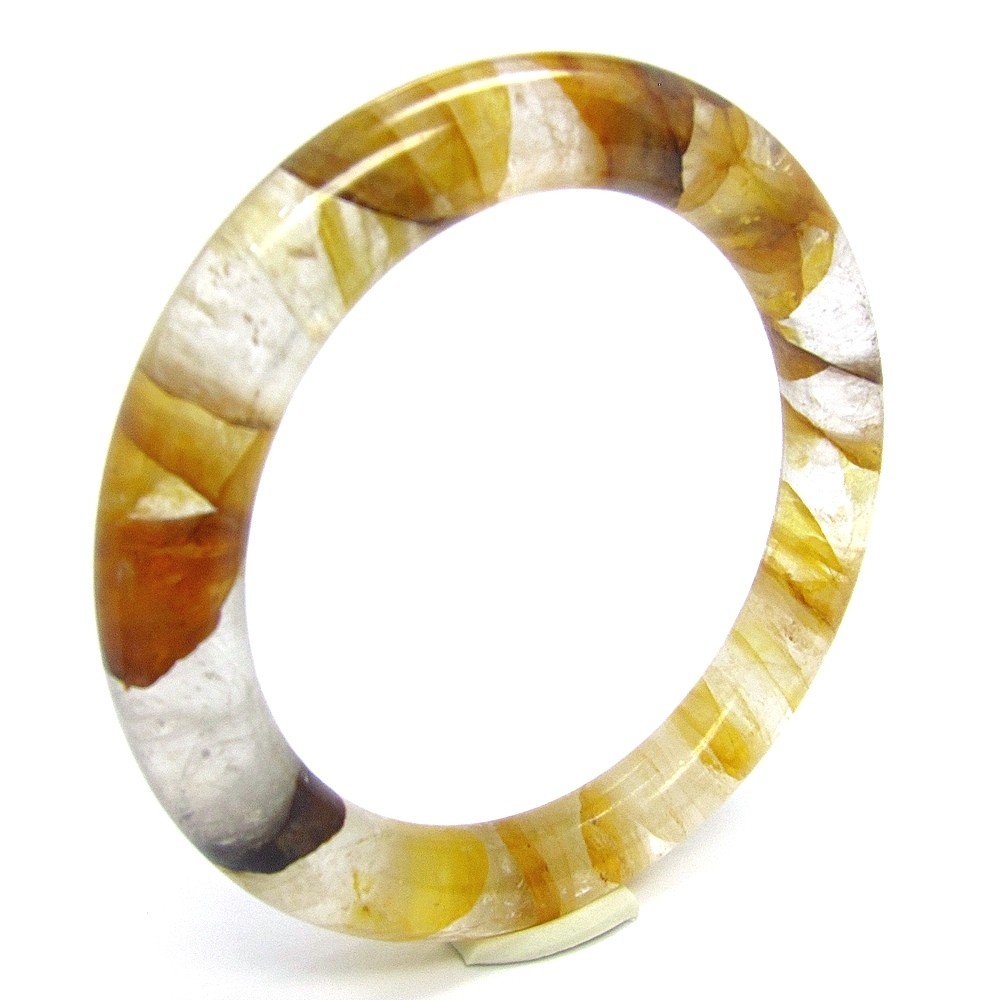 【小樂珠寶】黃膠花黃水晶圓條圓骨手鐲(手圍18.2號 內徑57.3mm)（其他規格）