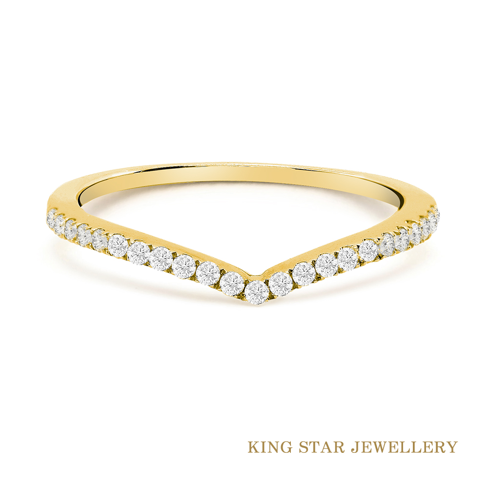 King Star 簡約鑽石黃18K金線戒(時尚配戴款)