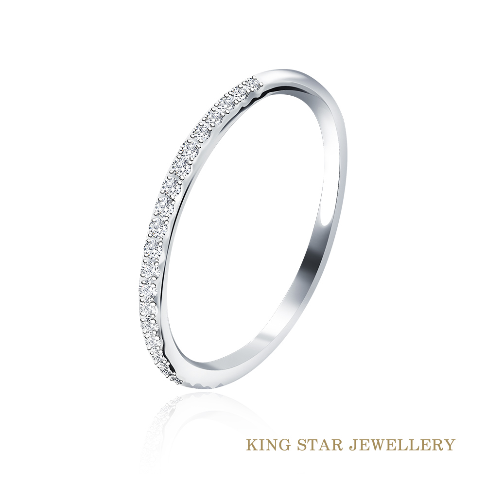 King Star 18K金 天然鑽石線戒 滿鑽造型