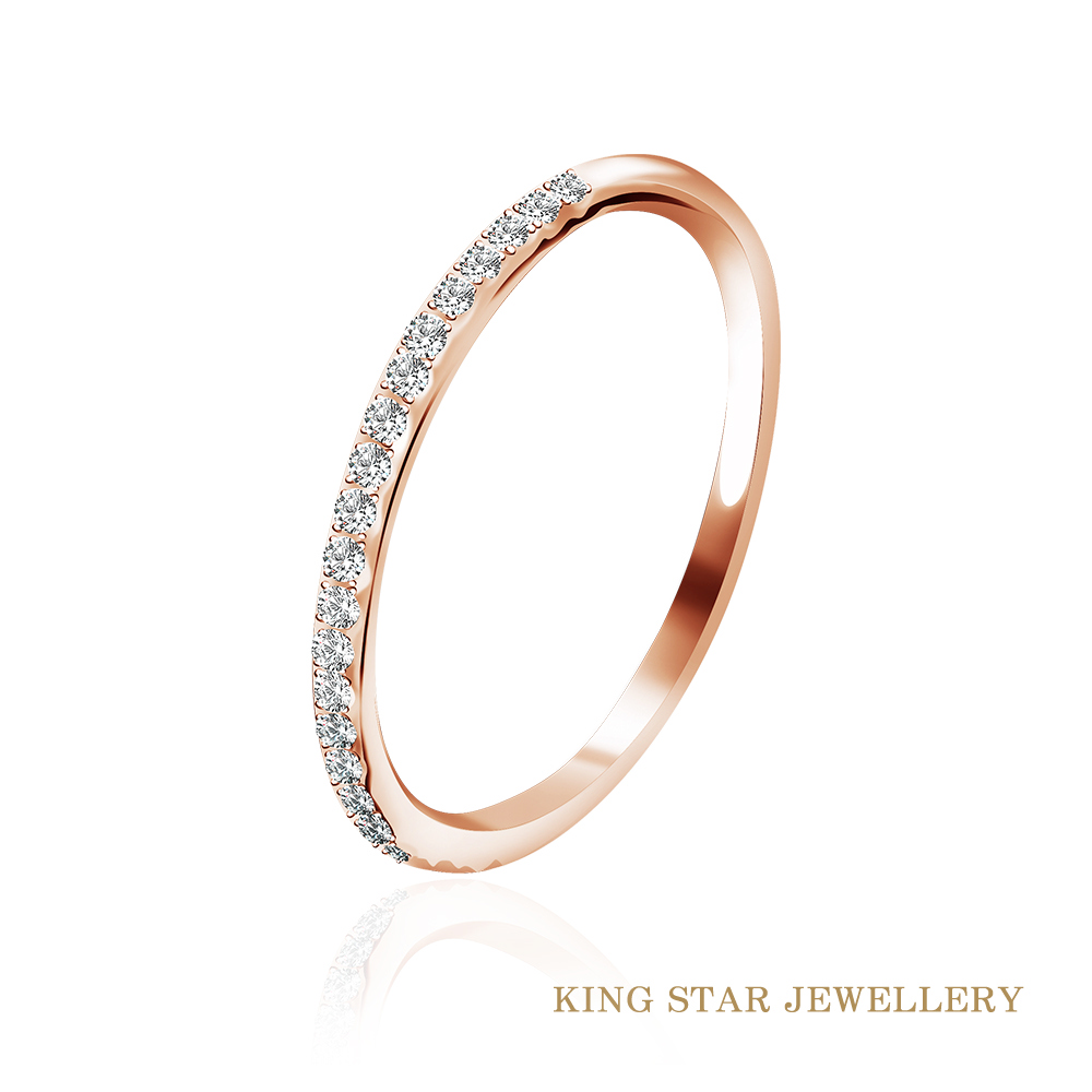 King Star 18K金 天然鑽石線戒 滿鑽造型-玫瑰金