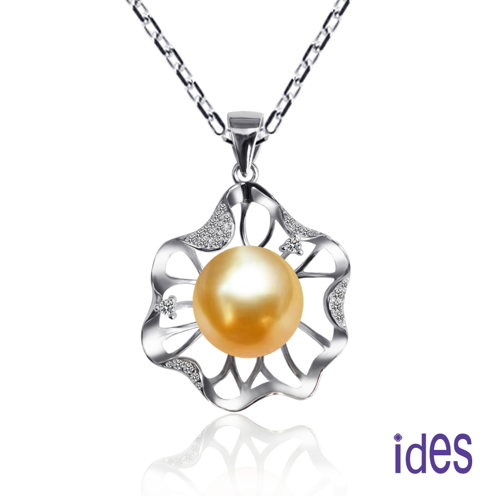 ides 愛蒂思 限量天然南洋珠項鍊/金色10.75mm/14K鍊花開富貴