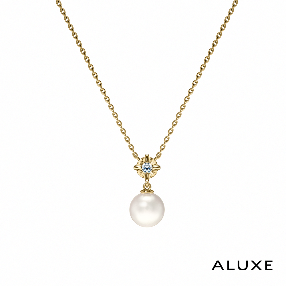 ALUXE 亞立詩 天然淡水珍珠 7~7.5mm 10K金 珍珠單鑽項鍊 珍愛系列 Be charming NN0219