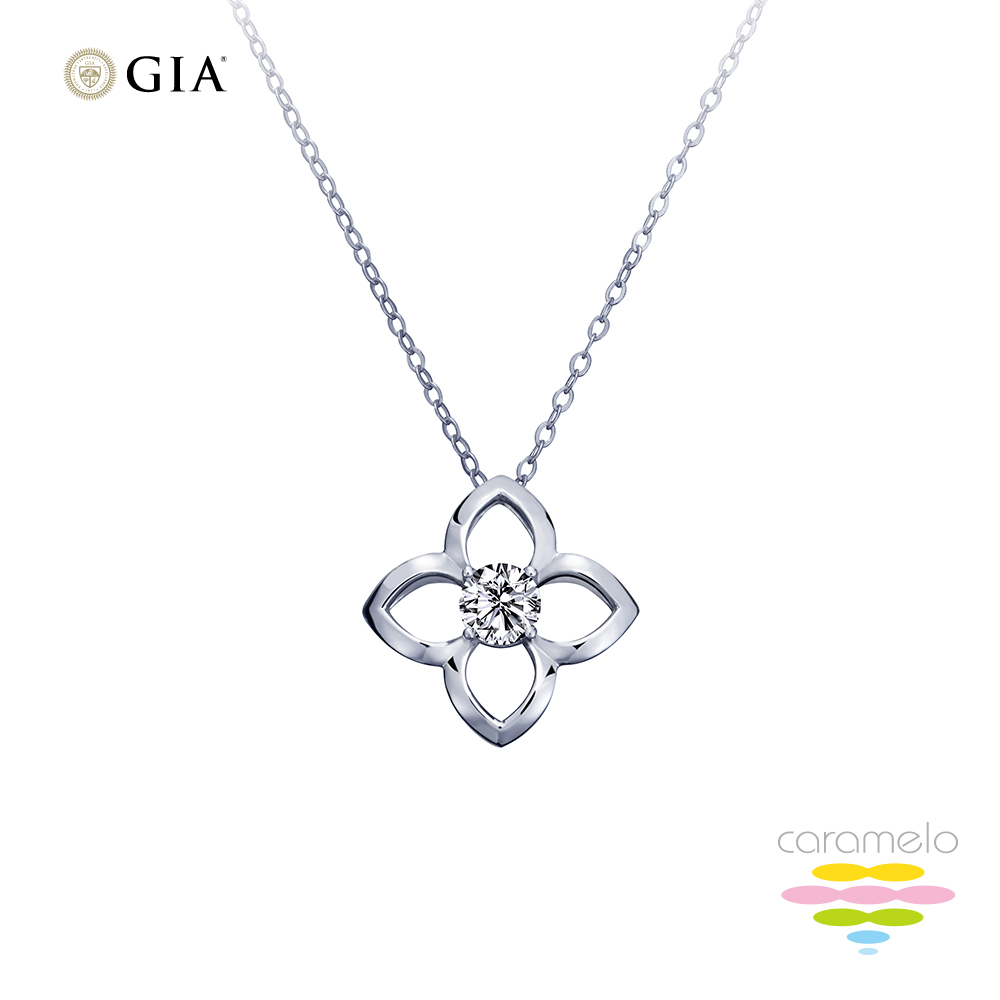 Caramelo 彩糖鑽工坊 GIA 鑽石 30分 F/VS2 14K 幸運草鑽石項鍊 天然鑽石 (3EX+八心八箭+頂級北極光車工)