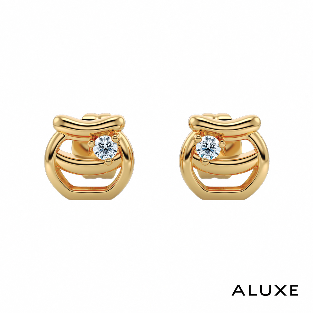 ALUXE 亞立詩 10K金 鑽石耳環 蜂蜜罐造型 迪士尼 小熊維尼系列 (單只) EEDW003/EEDW013
