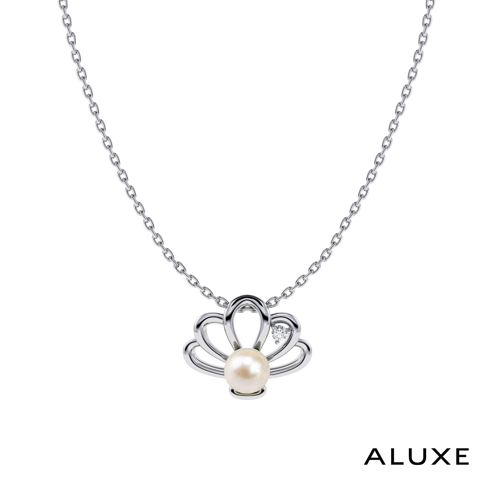 ALUXE 亞立詩 天然淡水珍珠 10K金 珍珠項鍊 氣質貝殼 迪士尼 小美人魚系列 NNDL001