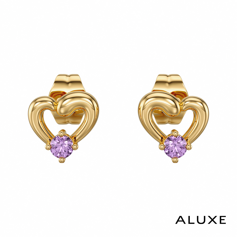 ALUXE 亞立詩 紫水晶 10K金 寶石耳環 Heart (單支) 小熊維尼 迪士尼系列 ESDW001/ESDW011