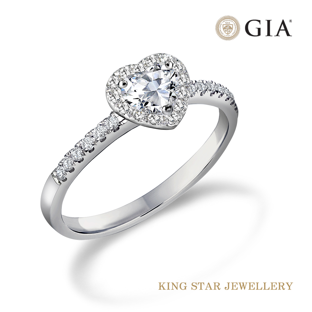 King Star GIA 30分 最白Dcolor 鉑金台 天然鑽石 滿鑽愛心戒指(心型鑽石)