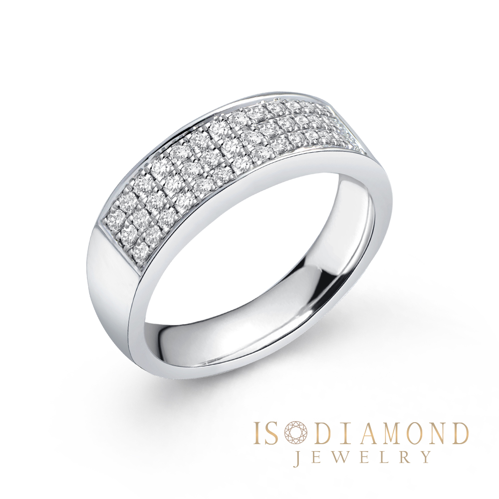 IS DIAMOND 滿鑽鑽石戒指 三排線戒(培育鑽石)- 婚戒 聖誕節 情人節禮物