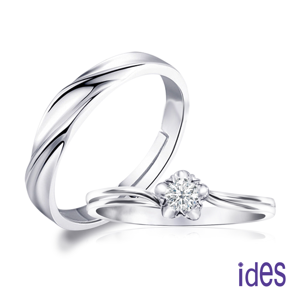 ides 愛蒂思 買一送一 精選日本設計款10分F/VS1情侶戒鑽石對戒(0330)