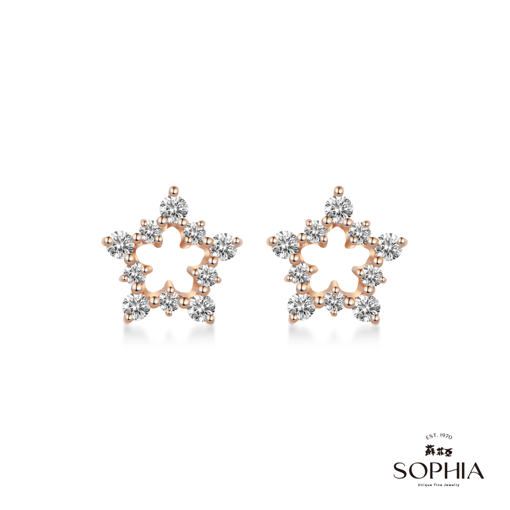 SOPHIA 蘇菲亞 小星星 14K玫瑰金 鑽石耳環