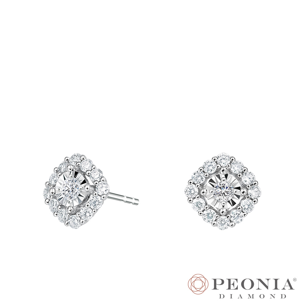 Just Diamond 鎮金店 【Peonia Diamond】恆光-方 鑽石耳環