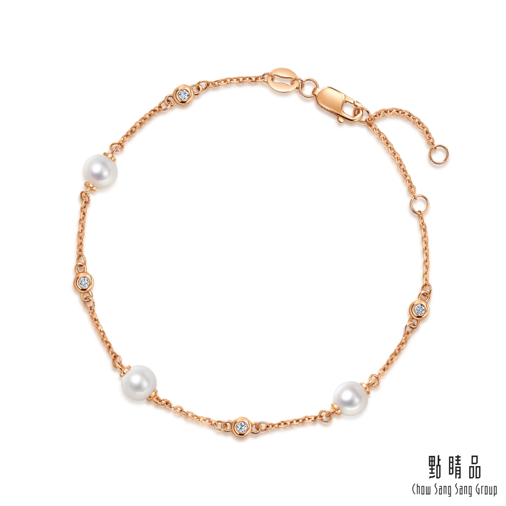 Chow Sang Sang Group 點睛品 Daily Luxe 滿天星鑽 18K玫瑰金鑽石珍珠手鍊