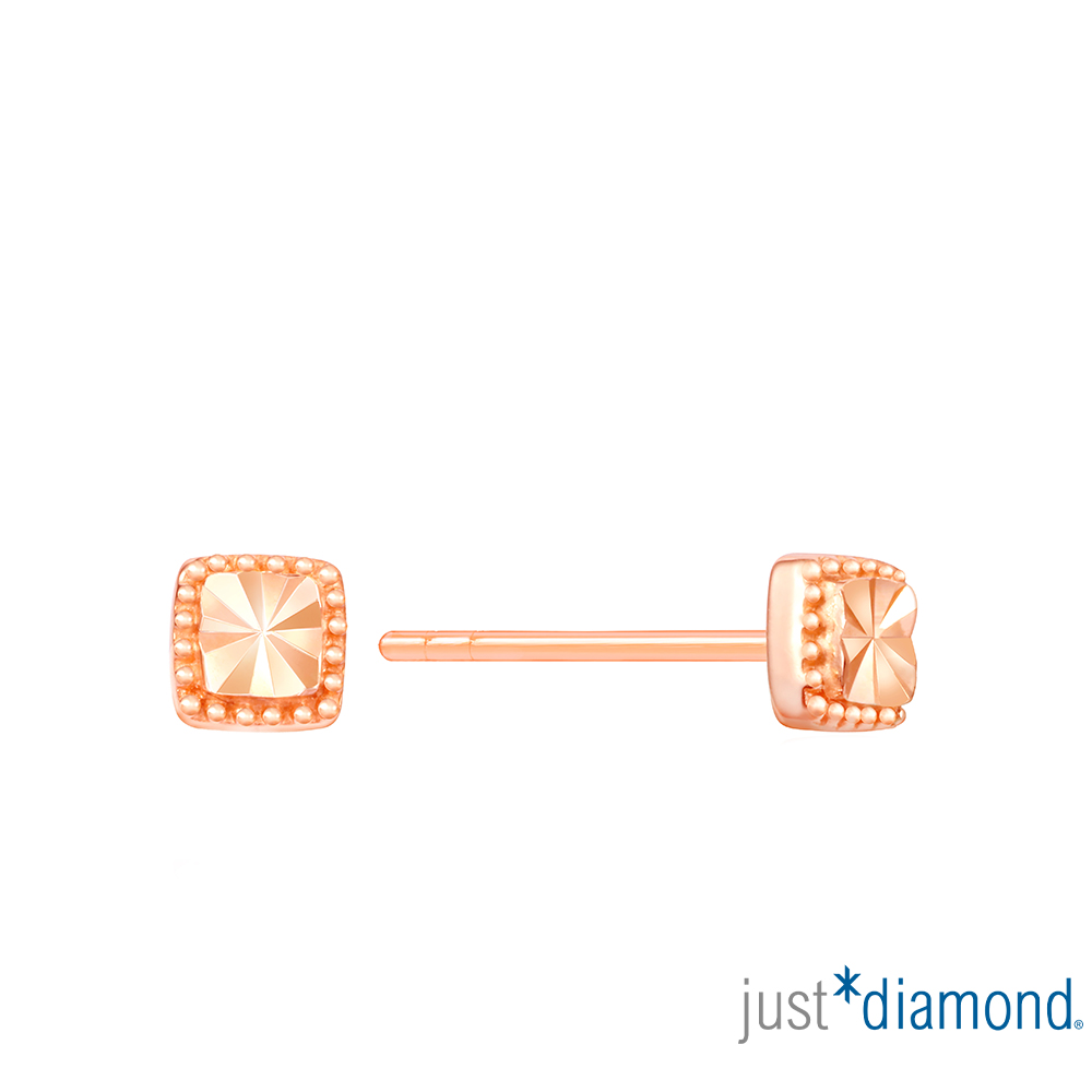 Just Diamond 鎮金店 方鑽語 18K玫瑰金耳環(網路限定)