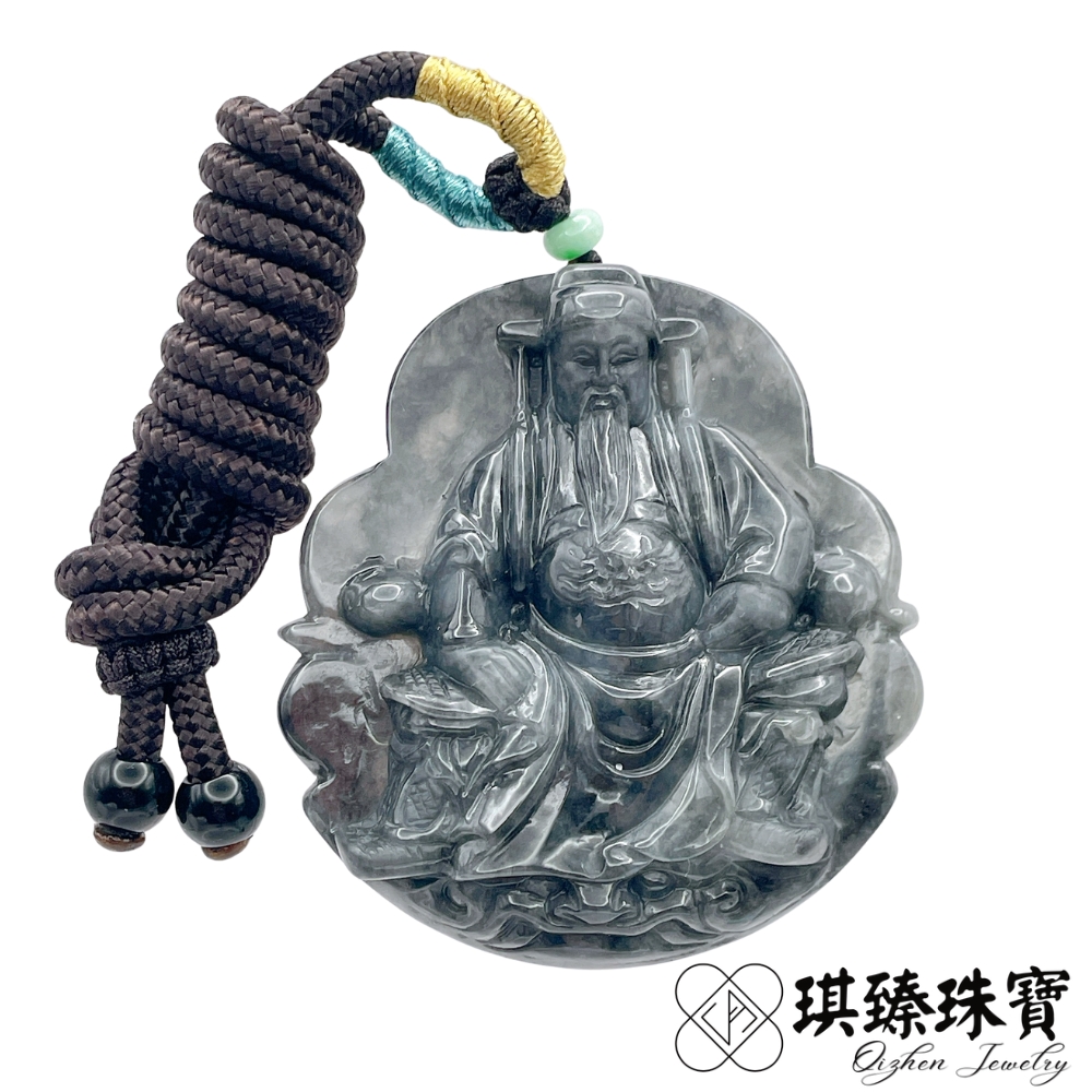 琪臻珠寶 天然A貨翡翠糯種烏雞池府千歲吊墜(招財納福_池府王爺_五府千歲)
