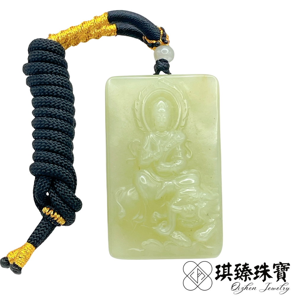 琪臻珠寶 天然和田玉黃口料普賢觀音吊墜(生肖龍與蛇本命佛_八大守護神_保平安適合初次購買者)
