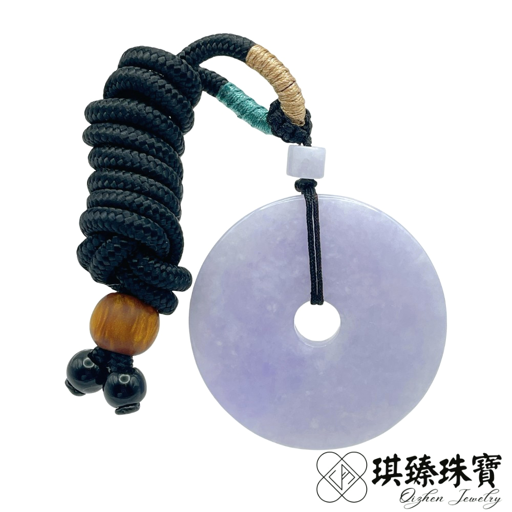 琪臻珠寶 天然A貨翡翠糯種紫羅蘭平安扣吊墜(翡翠玉石_厚實平安方扣玉佩)