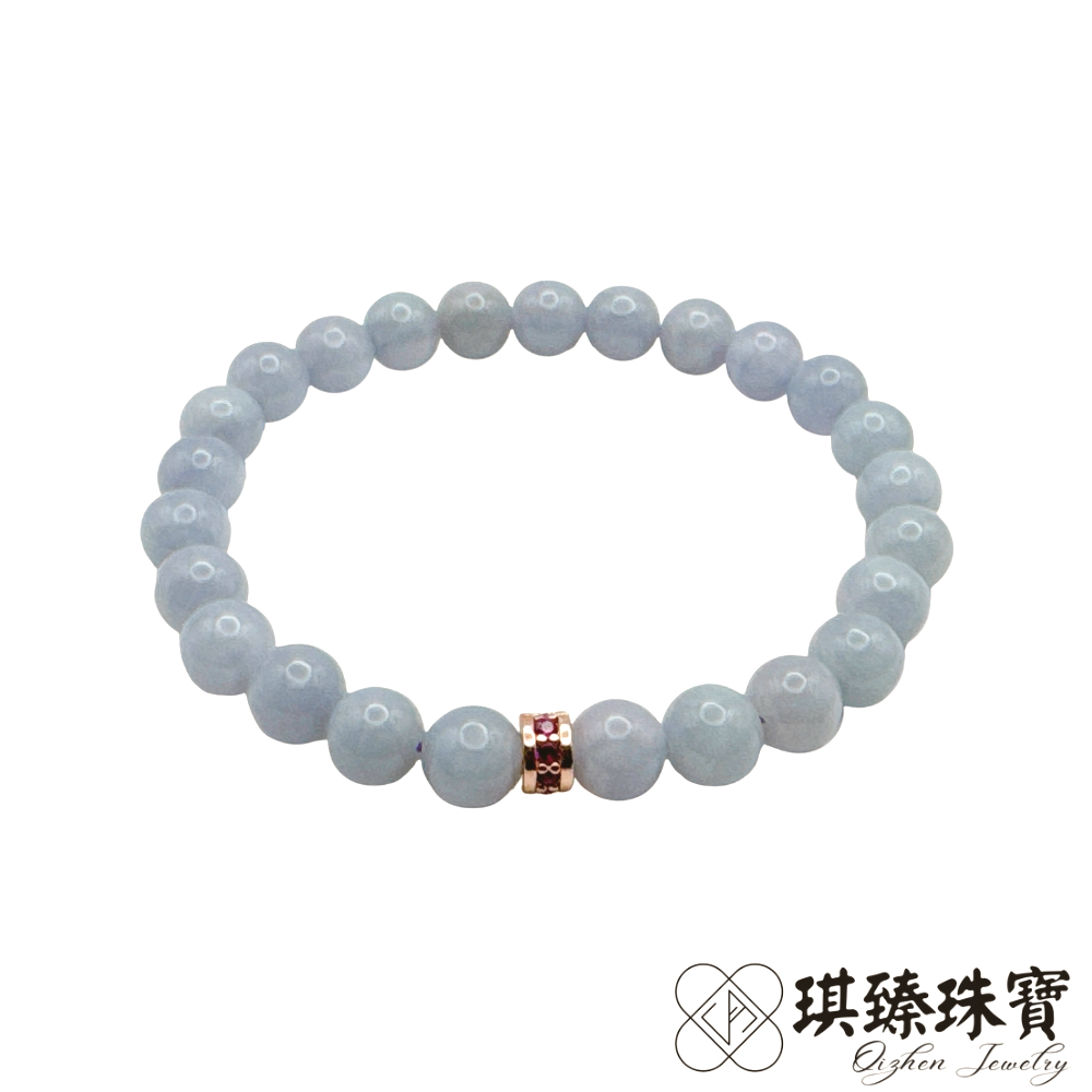 琪臻珠寶 天然A貨翡翠糯種紫羅蘭訂製款圓珠手珠手串(7mm圓珠_紫羅蘭_緬甸玉手串