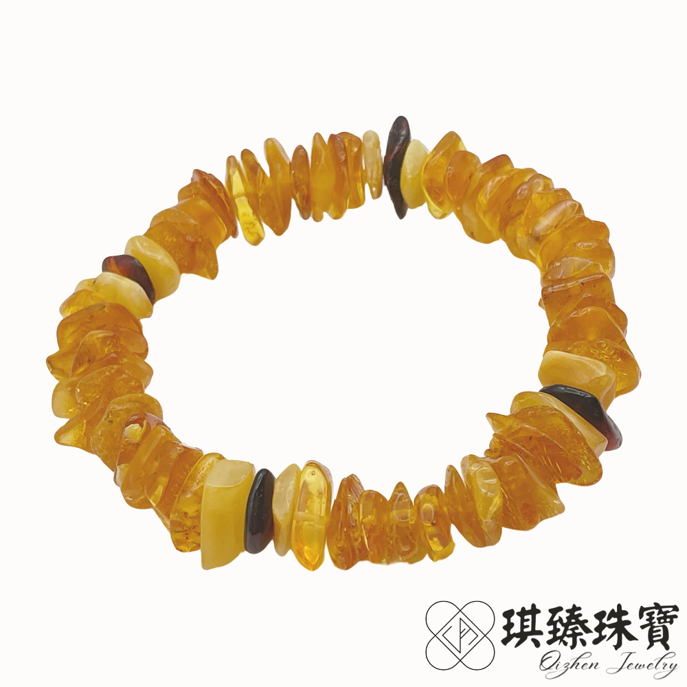 琪臻珠寶 天然琥珀蜜蠟原礦多角型手串手鍊(隨形造型_血珀_原礦琥珀)