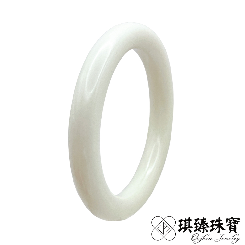 琪臻珠寶 天然和田玉羊脂白圓骨鐲玉鐲(19.5-20圍手鐲_和闐玉_油潤細膩)
