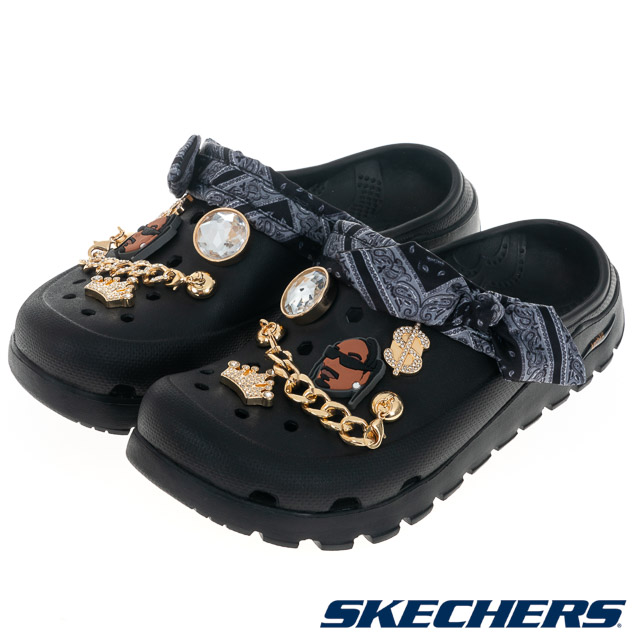 SKECHERS 斯凱奇  女鞋 休閒系列 涼拖鞋 SNOOP DOGG 聯名款 ARCH FIT FOOTSTEPS - 186010BLK