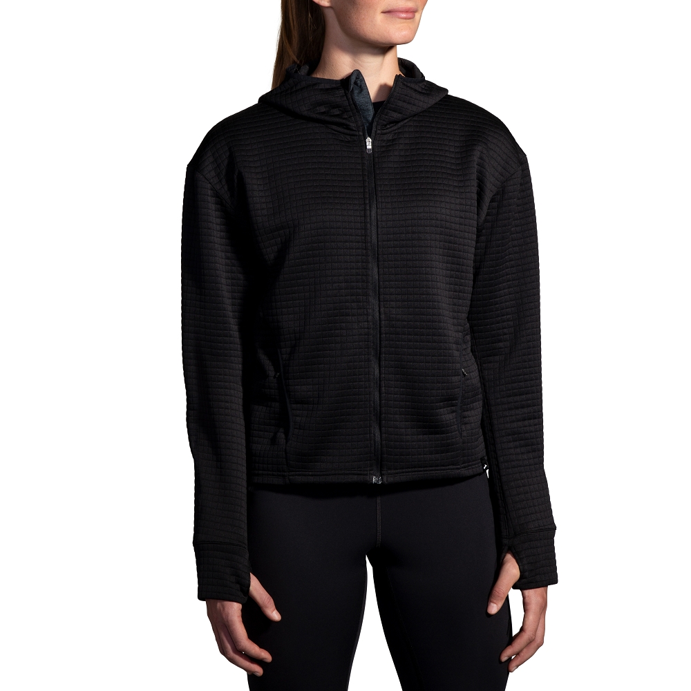 BROOKS 女 Activate 女活力保暖連帽外套_經典黑(221684001)