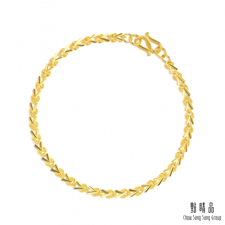 Chow Sang Sang Group 點睛品 機織素鍊 V字環扣 黃金手鍊_計價黃金