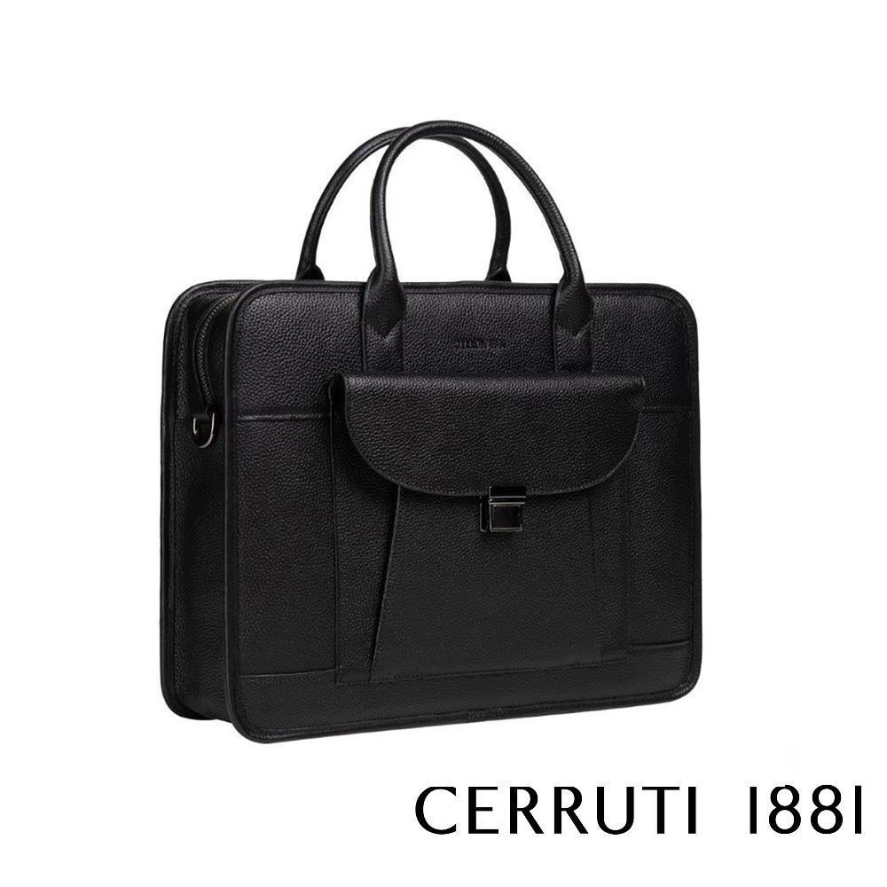 Cerruti 1881 限量2折 義大利頂級小牛皮公事包肩背包 全新專櫃展示品(6175M)