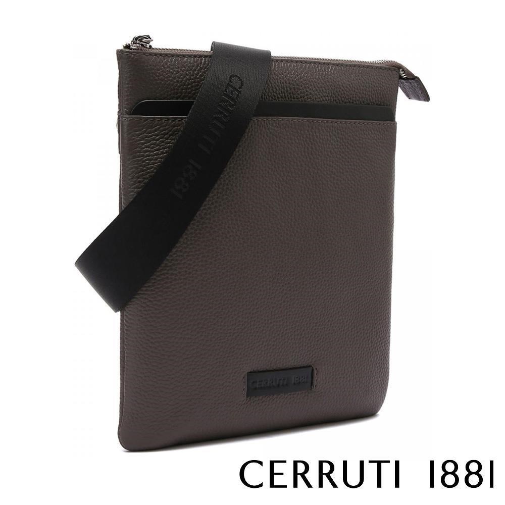 Cerruti 1881 限量2折 頂級小牛皮肩背包斜背包 全新專櫃展示品(灰色 6022M)