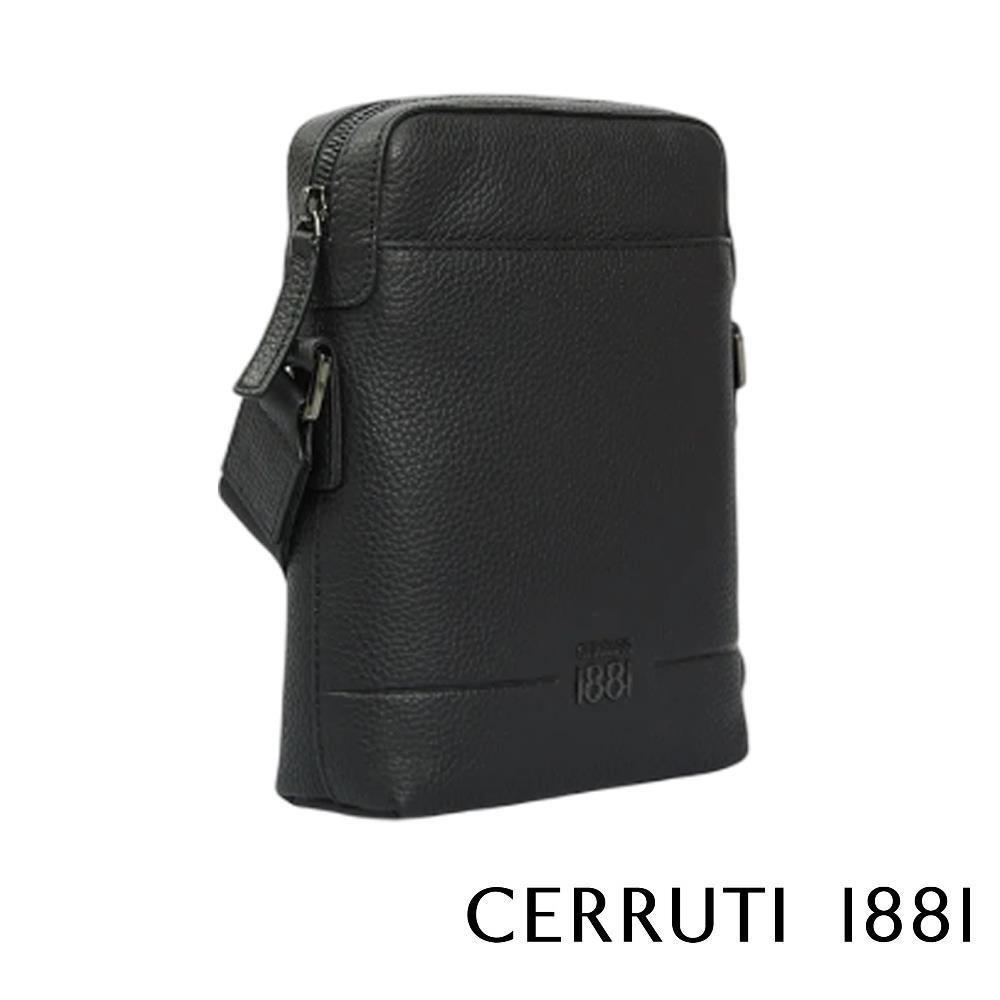 Cerruti 1881 限量2折 頂級小牛皮肩背包斜背包 全新專櫃展示品(黑色 6825M)
