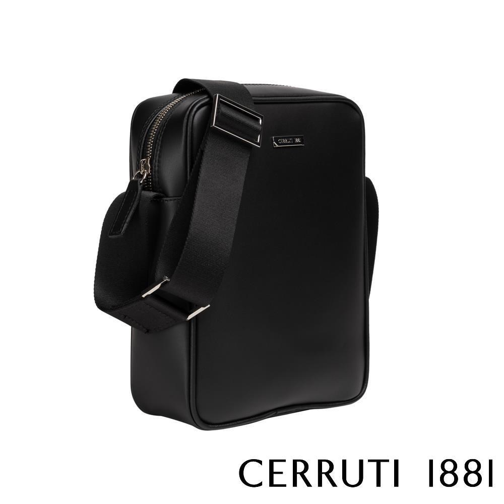 Cerruti 1881 限量2折 頂級小牛皮肩背包斜背包 全新專櫃展示品(黑色 7056M)