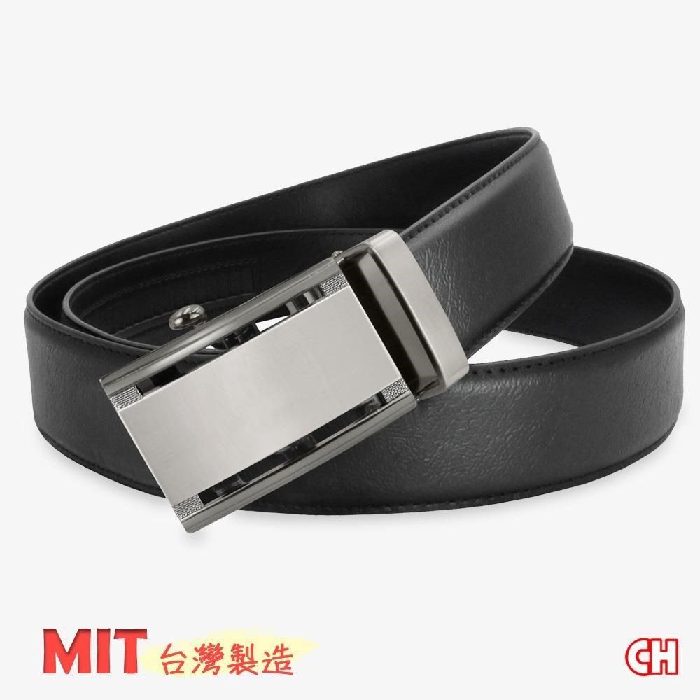 CH-BELT 銓丞皮帶 外穿式自動扣皮帶 免打孔 男紳士皮帶腰帶(黑)