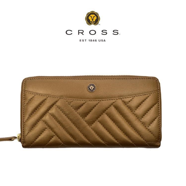 CROSS 高仕 限量1折 頂級小牛皮山形紋長夾 赫莉系列 全新專櫃展示品 發財金