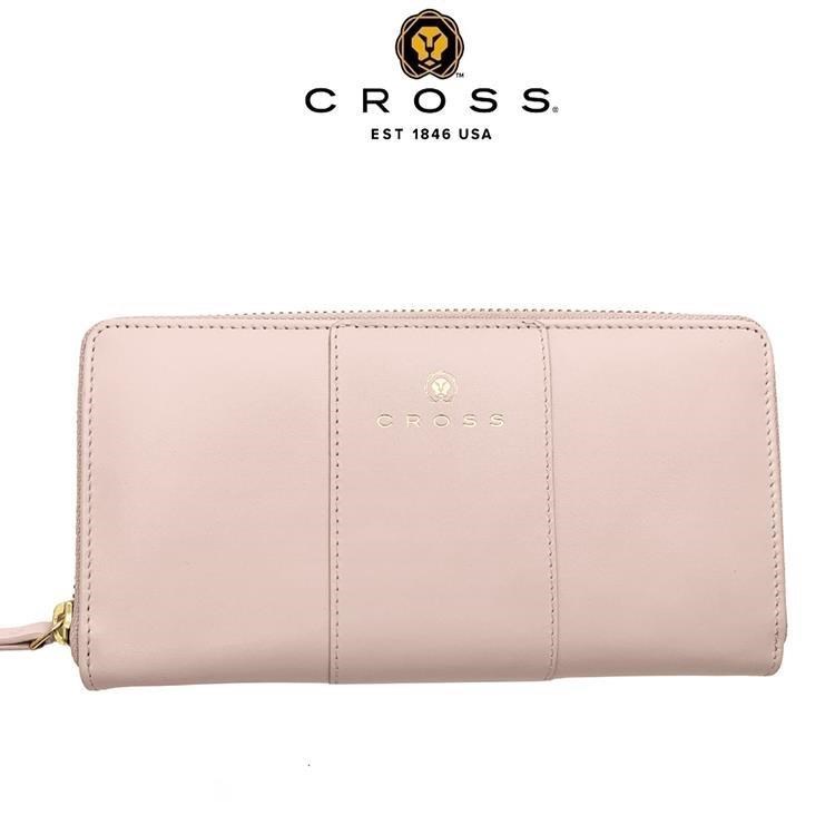CROSS 高仕 限量1折 頂級小牛皮拉鍊長夾 賈姬限定款 全新專櫃展示品 水晶玫瑰粉