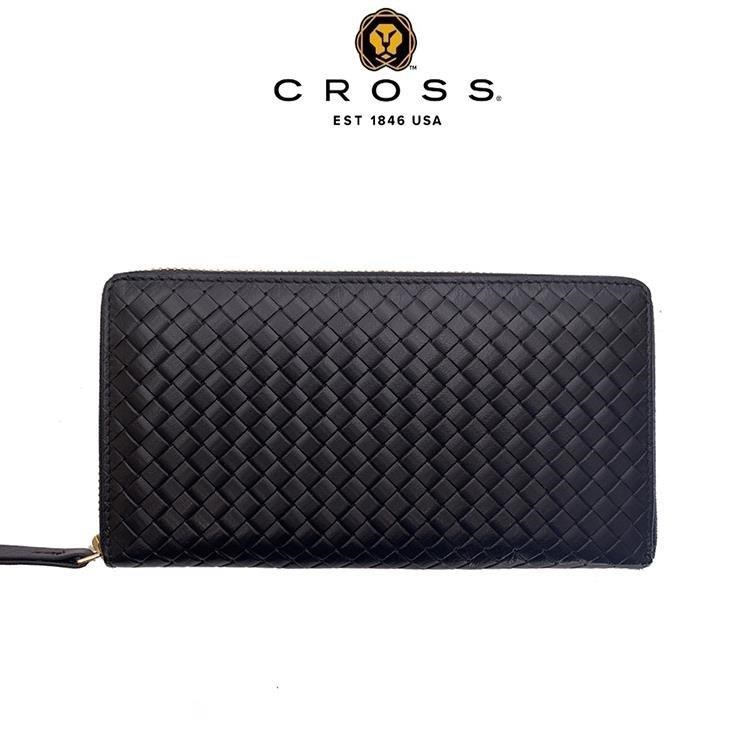 CROSS 高仕 限量1折 頂級小羊皮編織紋長夾 蒂蜜特系列 全新專櫃展示品 黑色