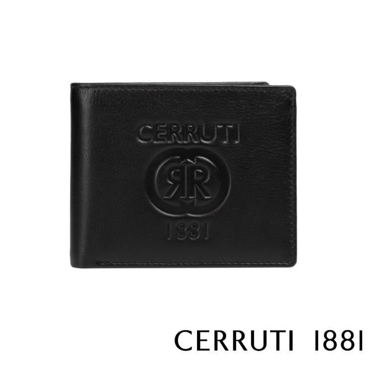 Cerruti 1881 頂級義大利小牛皮4卡零錢袋短夾 GARY系列(黑色 CEPU05535M)