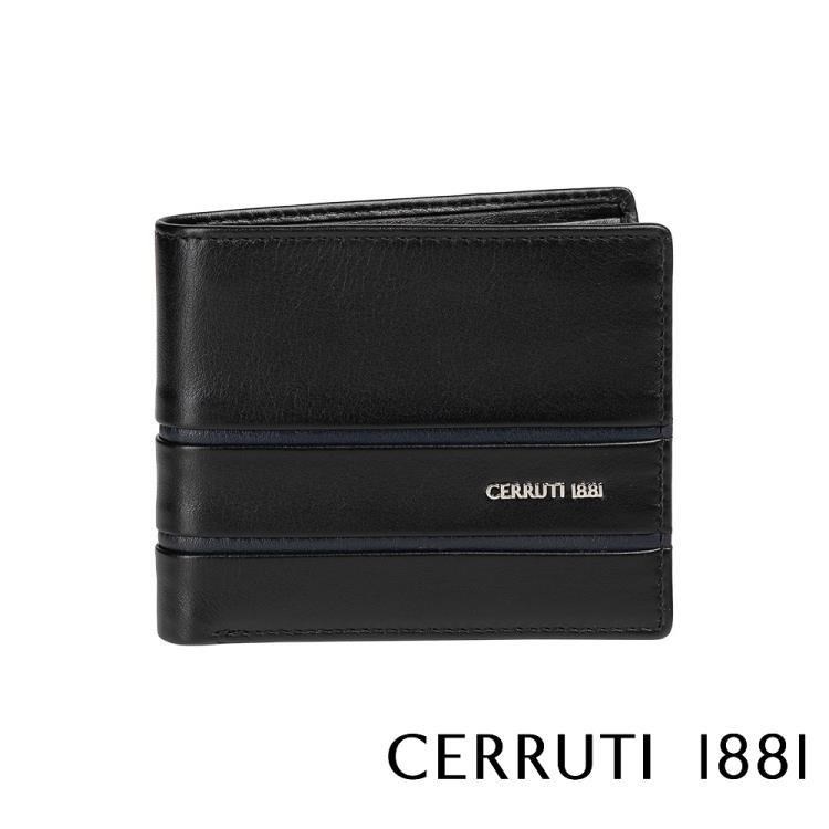 Cerruti 1881 限量2折 頂級義大利小牛皮4卡零錢袋短夾 全新專櫃展示品(5528M)