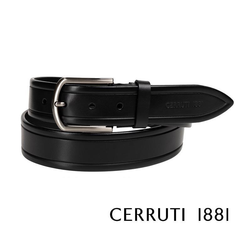 Cerruti 1881 頂級義大利小牛皮皮帶(黑色 CECU06072M)