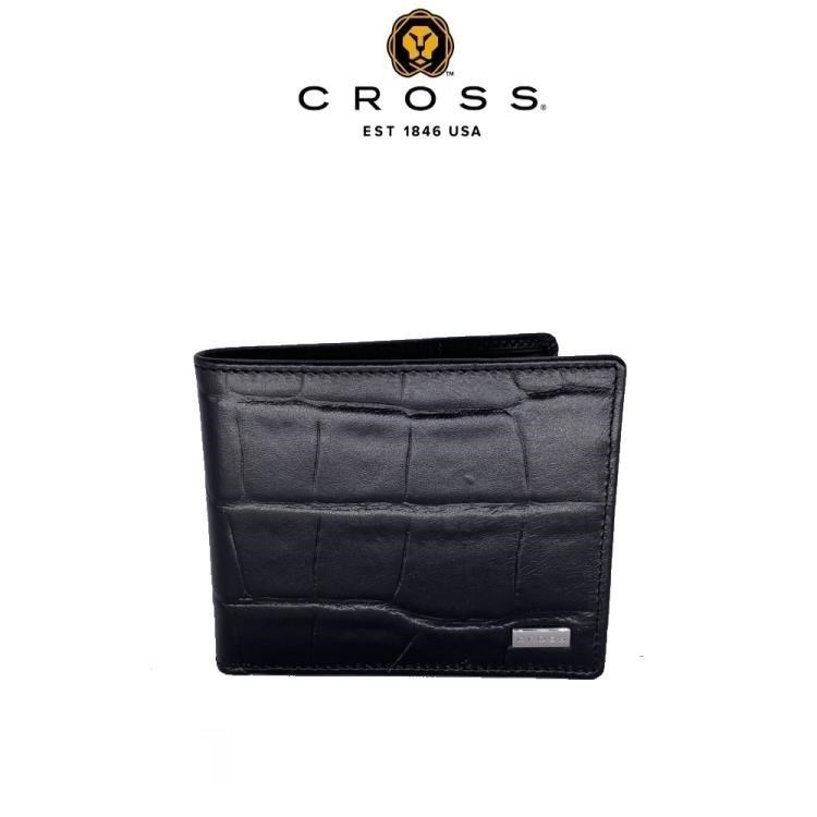 CROSS 高仕 限量2折 頂級NAPPA小牛皮鱷魚紋8卡皮夾 全新專櫃展示品_黑色