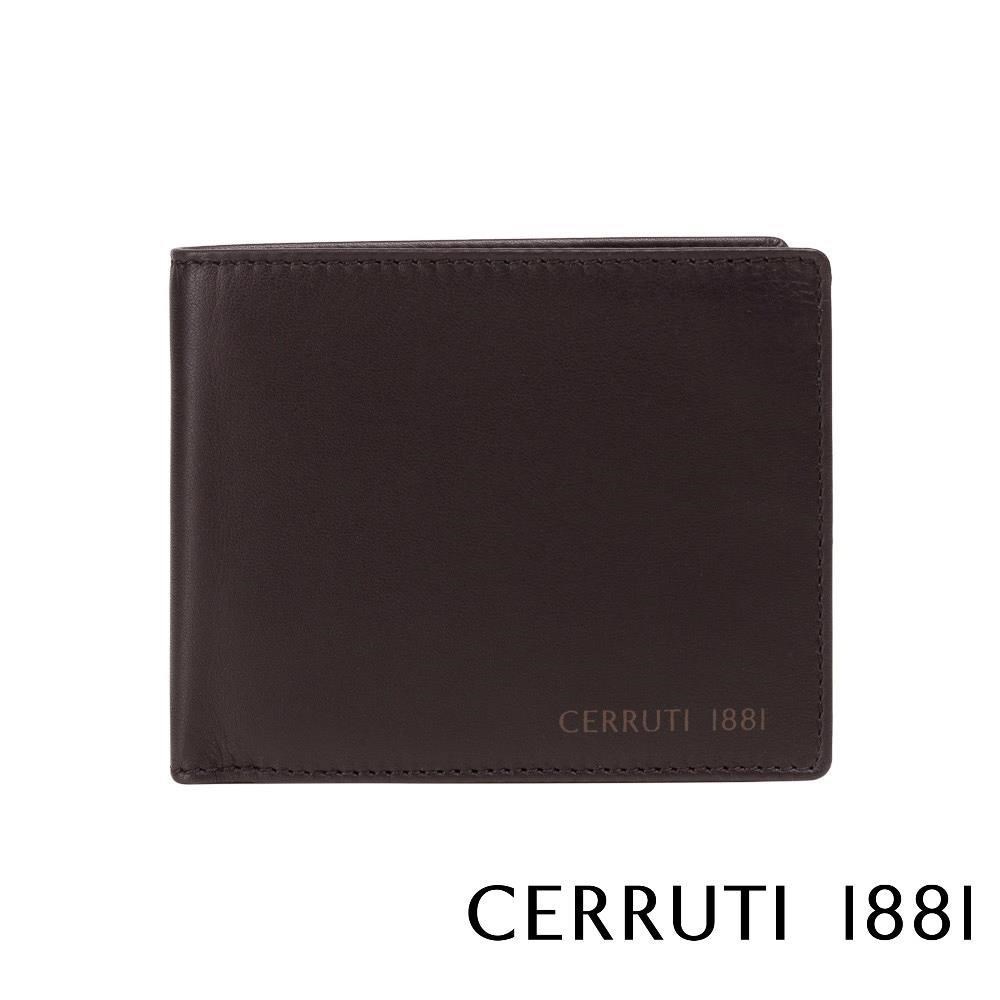 Cerruti 1881 限量2折 頂級小牛皮12卡短夾 全新專櫃展示品_咖啡色 5696M