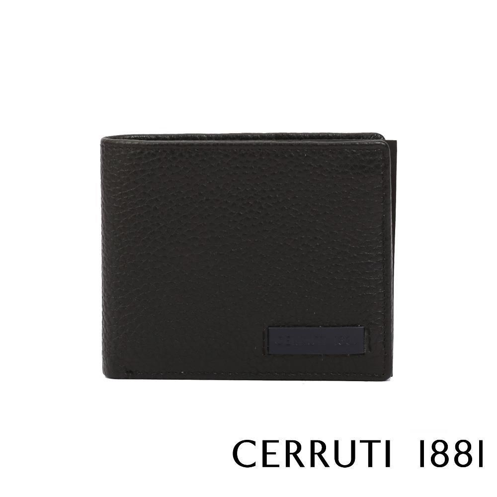 Cerruti 1881 限量2折 頂級小牛皮4卡零錢袋短夾 全新專櫃展示品_黑色 5916M