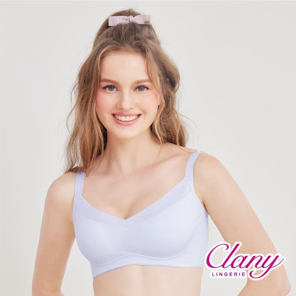 Clany 可蘭霓 台灣製透氣包覆無鋼圈S-EQ/3XL無感大尺碼睡眠內衣 淺灰 6999-61