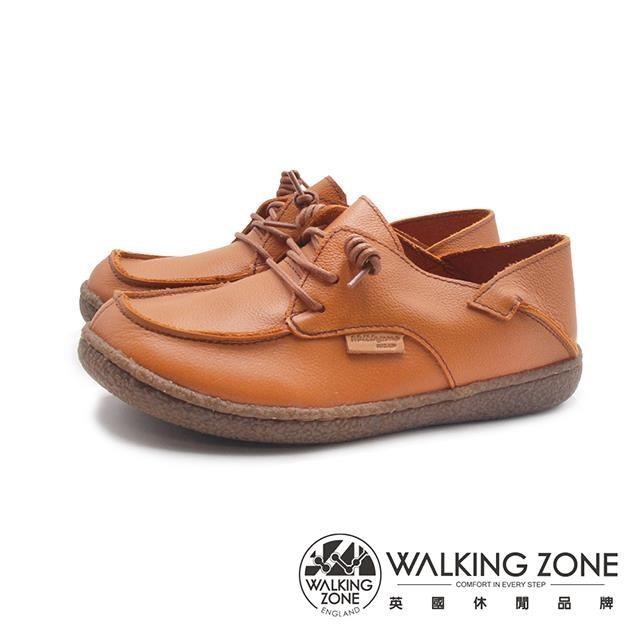 WALKING ZONE (女)皮革兩穿休閒鞋 女鞋-棕橘