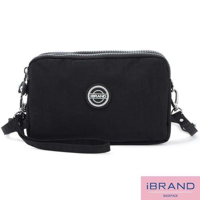 iBrand 輕盈防潑水三層2WAY手提側斜背包 - 自信黑 MIB-8152-BK