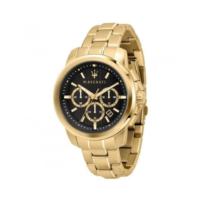【Maserati 瑪莎拉蒂】ACTIVE POLO三眼鋼計時帶腕錶-土豪金/R8873621013