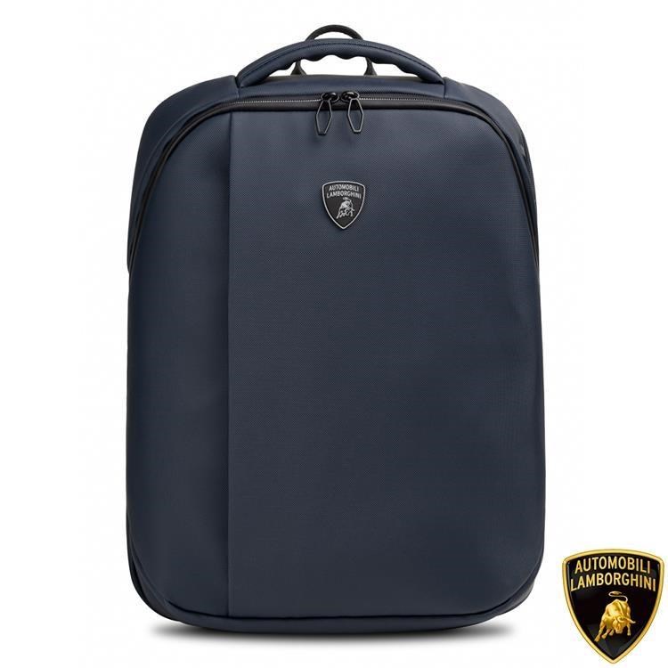 Automobili Lamborghini 限量2折 頂級義大利牛革後背包 全新專櫃展示品(深藍色 0244T)