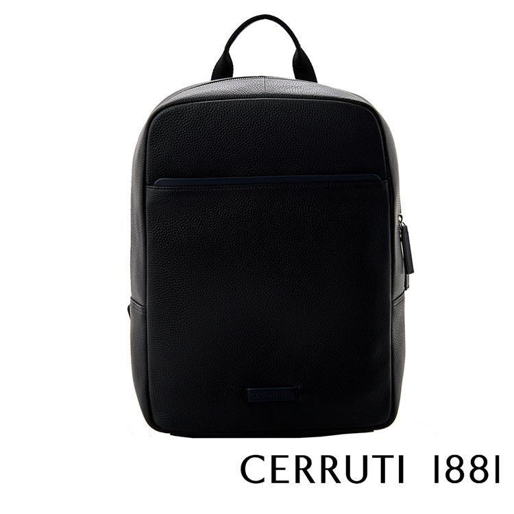 Cerruti 1881 限量2折 頂級義大利小牛皮後背包 全新專櫃展示品(黑色 5909M)