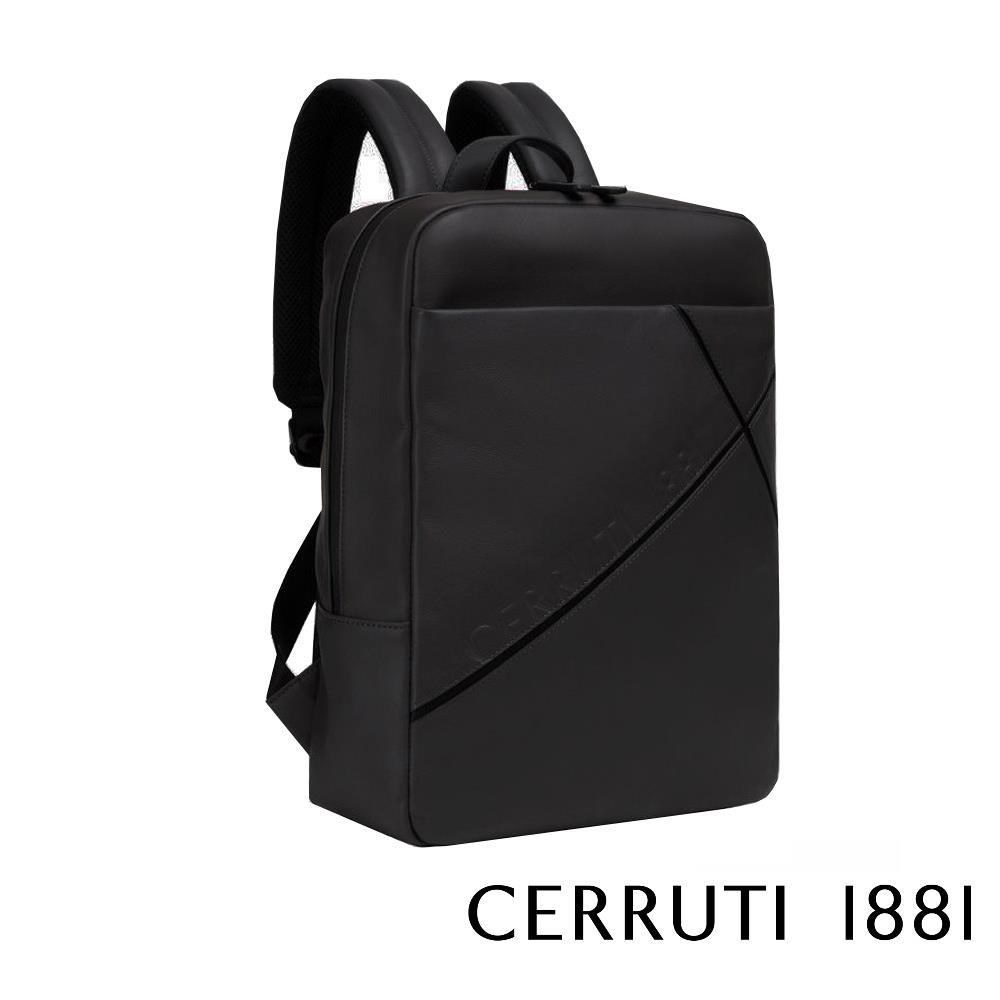 Cerruti 1881 限量2折 頂級義大利小牛皮後背包 全新專櫃展示品(黑色6252M)